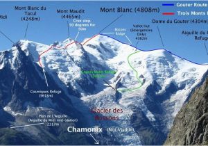 Chamonix France Map Routes Up Mont Blanc Mountaineering Climbing Mont Blanc Mont