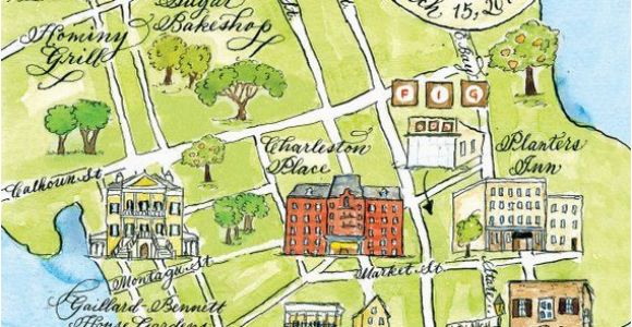 Charleston oregon Map Watercolor Wedding Map Charleston by Robyn Love Products