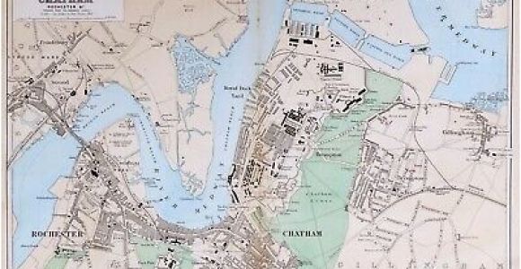 Chatham England Map 1769 Kent andrews Dury Herbert Antique Map original