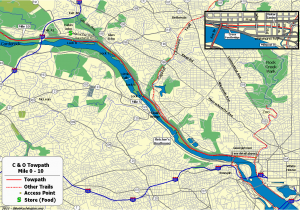 Chesapeake and Ohio Railroad Map the C O Canal Bicycling Guide Mile 0 Thru 10