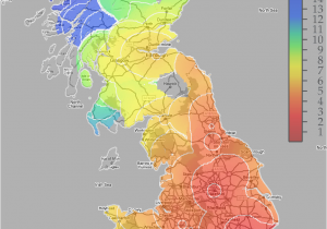 Chester On Map Of England Great Britain Rail Travel Times the Colour Scale Shown On