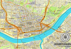 Cincinnati Ohio On Us Map Cincinnati Ohio Us Printable Vector Street City Plan Map Full