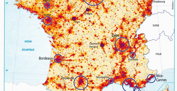 Cities In France Map France Population Density and Cities by Cecile Metayer Map