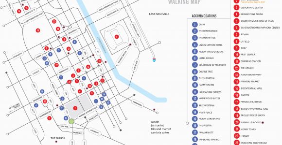 City Map Of Nashville Tennessee Walking Map Nashvillemusiccitycenter Com