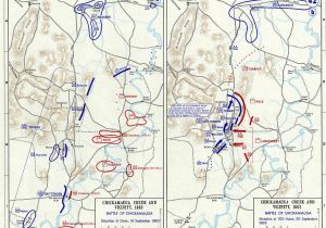 Civil War Battles In Tennessee Map Battle Of Chickamauga Confederate and Union Positions