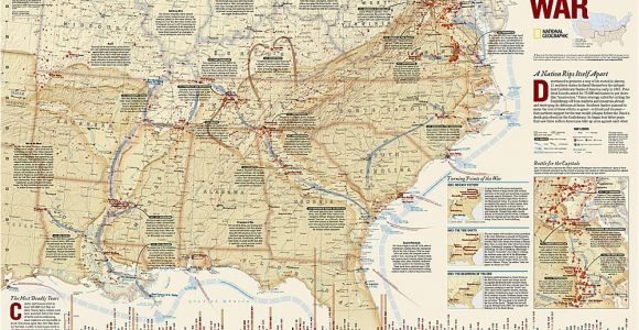 Civil War Battles In Tennessee Map Battles Of the Civil War Wall Map 35 75 X 23 25 Inches Shop