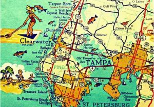 Clearwater Texas Map Tampa Florida Map Print Clearwater St Petersburg Beach House Decor
