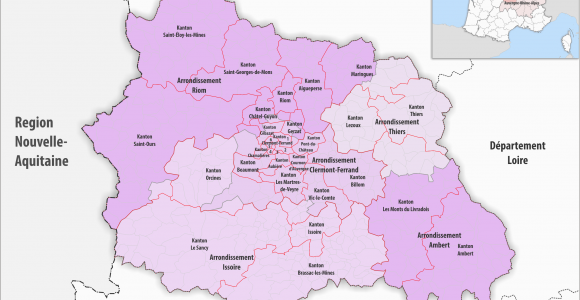 Clermont Ferrand France Map Datei Departement Puy De Da Me Arrondissement Kantone 2017