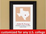 Colleges In Texas Map College Graduation Gift Personalized Present for Grad Any Us