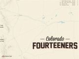 Colorado 14er Map Amazon Com 58 Colorado 14ers Map 18×24 Poster Tan Posters Prints