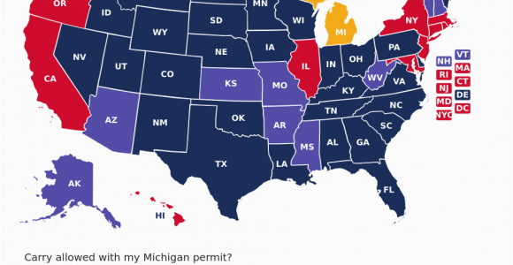 Colorado Ccw Reciprocity Map Michigan Concealed Carry Gun Laws Uscca Ccw Reciprocity Map Last