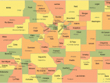 Colorado City Map with Counties Map Colorado County Map