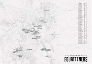 Colorado Fourteeners Map Amazon Com 58 Colorado 14ers Map 18×24 Poster Gray Posters Prints