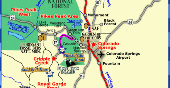 Colorado Map Of towns Map Of Colorado towns and areas within 1 Hour Of Colorado Springs