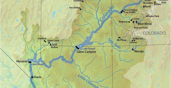 Colorado River Dams Map This Map Shows the Location Of Dams Along the Colorado River and Its