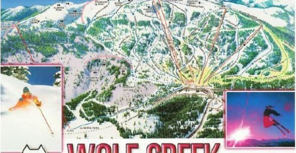 Colorado Ski Resort Map Locations Wolf Creek Ski Resort Colorado Trail Map Postcard Ski towns