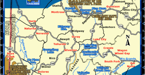 Colorado Ski towns Map southwest Colorado Map Co Vacation Directory