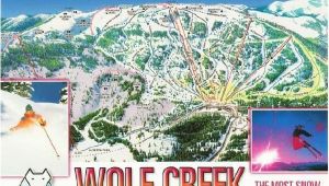 Colorado Skiing Map Wolf Creek Ski Resort Colorado Trail Map Postcard Ski towns