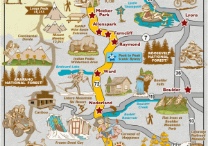 Colorado Springs Transit Map Peak to Peak Scenic byway Map Colorado Vacation Directory Rocky