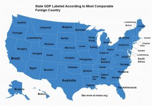 Colorado Turkey Population Map How Us States Compare to foreign Countries In Size and Gdp Mises Wire