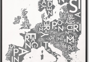 Copenhagen Europe Map Europe Map by Kortkartellet 50 X 70cm Wall Art Print
