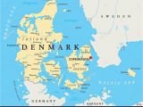 Copenhagen Map Europe Denmark Physical Wall Map Denmark On Map Of World