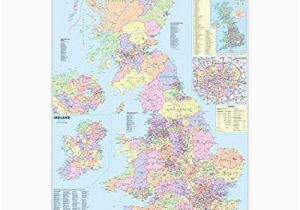 County Boundaries Map England Uk Counties Large Wall Map for Business Laminated
