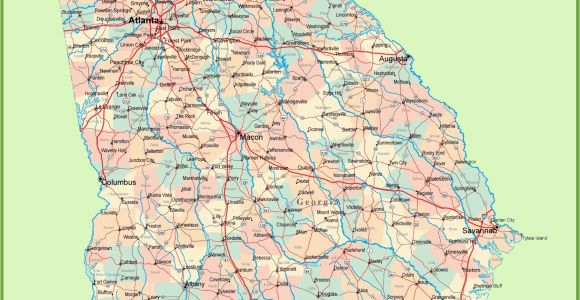 County Map Of Georgia with Roads Georgia Road Map with Cities and towns