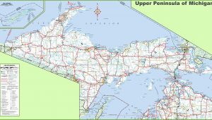 County Map Of Michigan with Roads Map Of Upper Peninsula Of Michigan