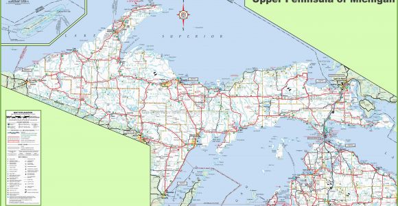 County Map Of Michigan with Roads Map Of Upper Peninsula Of Michigan