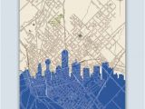 Dallas Texas On A Map Dallas Skyline Dallas Art Print Dallas Decor Dallas Poster