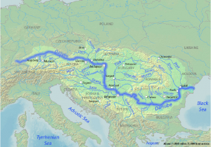 Danube River On Map Of Europe River Danube Map Map Of West