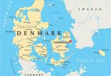 Denmark On Europe Map Denmark Physical Wall Map Denmark On Map Of World
