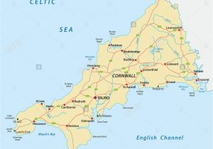 Detailed Map Of Cornwall England English Channel Map Stock Photos English Channel Map Stock