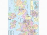 Detailed Map Of England Counties Uk Counties Large Wall Map for Business Laminated