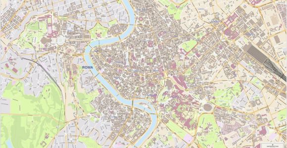 Detailed Map Of Rome Italy Roma City Map Laminated Wall Map Of Rome Italy