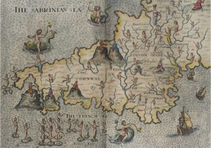 Devonshire Map England Hand Drawn Map Of Cornwall and Devonshire From the 1600 S