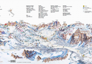 Dolomite Mountains Italy Map Cortina D Ampezzo Slope Map Dolomiti Superski