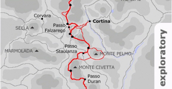 Dolomiti Italy Map Map Showing the Route Of Alpine Exploratory S Alta Via 1 Walking