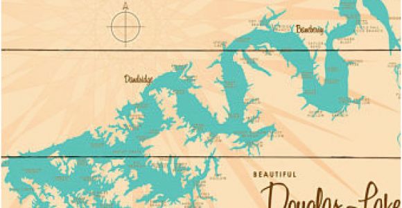 Douglas Lake Tennessee Map Douglas Lake Etsy