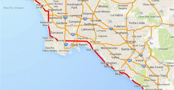 Downey California Map Map to Los Angeles California Driving the Pacific Coast Highway In