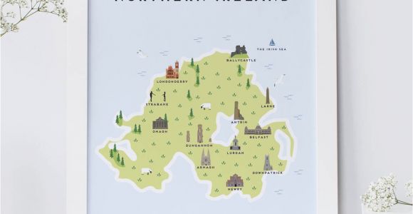 Downpatrick Ireland Map Map Of northern Ireland Print