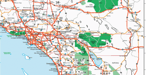 Driving Map Of southern California Road Map Of southern California Including Santa Barbara Los