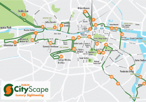 Dublin Ireland Bus Map Cityscape Dublin Hop On Hop Off Sightseeing tour Route Map