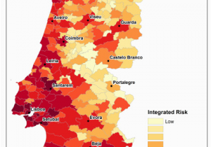 Earthquake Map Live Europe Map Of Integrated Risk for Portugal Counties Download