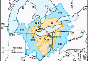 Earthquake Map Ohio northeastern Ohio January 1986