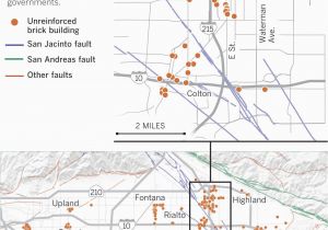 Earthquake southern California Map In Shadow Of San andreas Fault Hundreds Of Inland Empire Buildings