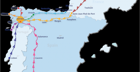 El Camino Spain Map Camino De Santiago Routes Follow the Camino