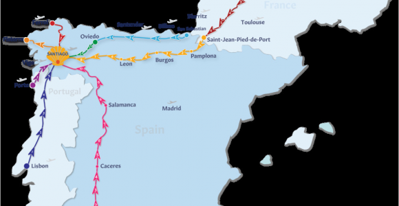 El Camino Trail Spain Map Camino De Santiago Routes Follow the Camino