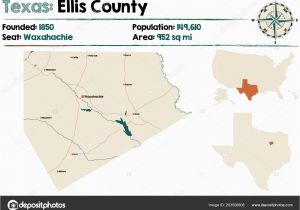 Ellis County Texas Map Podrobna Mapa Ellis County Texasu Usa Stock Vektor A C Malachy666